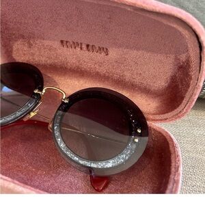 Very lightly used miu miu round crystal sunglasses